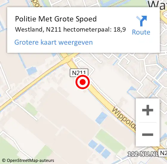 Locatie op kaart van de 112 melding: Politie Met Grote Spoed Naar Westland, N211 hectometerpaal: 18,9 op 1 januari 2024 00:40