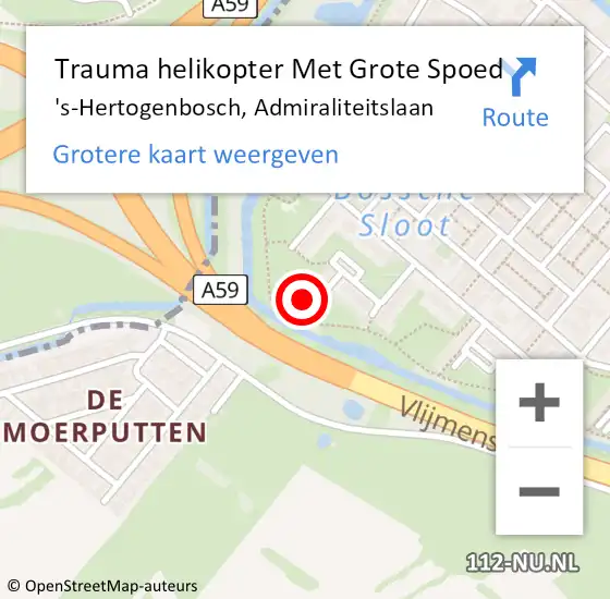 Locatie op kaart van de 112 melding: Trauma helikopter Met Grote Spoed Naar 's-Hertogenbosch, Admiraliteitslaan op 1 januari 2024 00:41