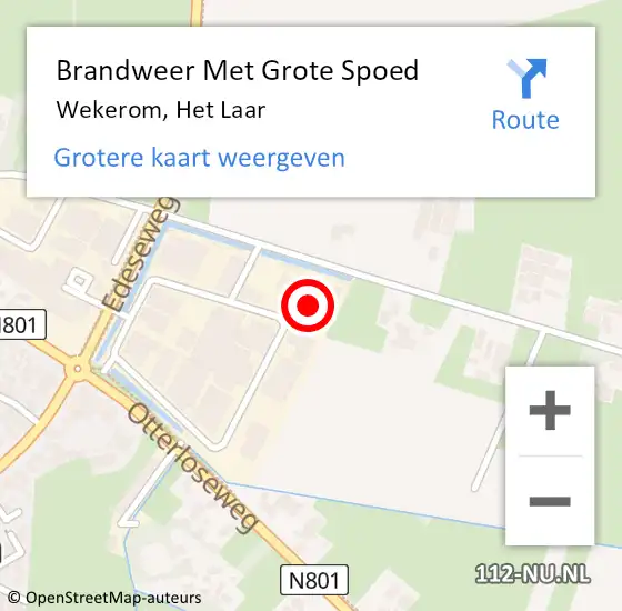 Locatie op kaart van de 112 melding: Brandweer Met Grote Spoed Naar Wekerom, Het Laar op 1 januari 2024 00:41