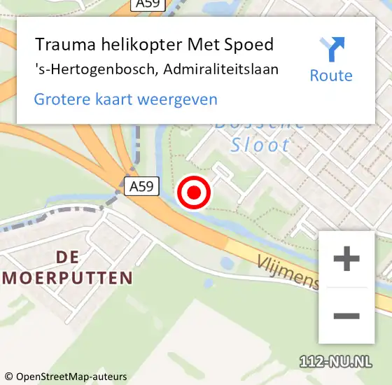 Locatie op kaart van de 112 melding: Trauma helikopter Met Spoed Naar 's-Hertogenbosch, Admiraliteitslaan op 1 januari 2024 00:43