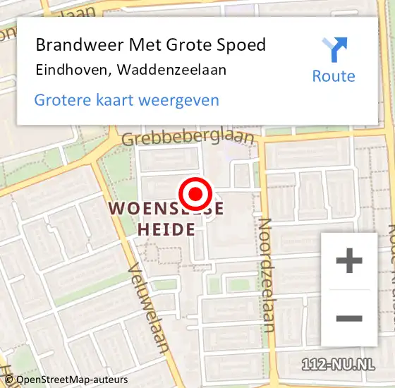 Locatie op kaart van de 112 melding: Brandweer Met Grote Spoed Naar Eindhoven, Waddenzeelaan op 1 januari 2024 00:46