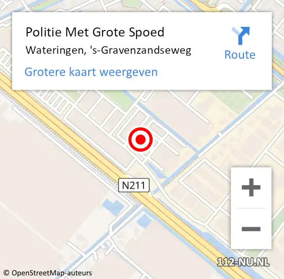 Locatie op kaart van de 112 melding: Politie Met Grote Spoed Naar Wateringen, 's-Gravenzandseweg op 1 januari 2024 00:47