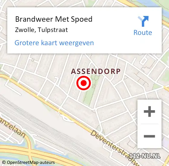 Locatie op kaart van de 112 melding: Brandweer Met Spoed Naar Zwolle, Tulpstraat op 1 januari 2024 00:48