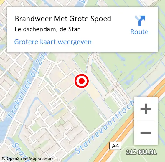 Locatie op kaart van de 112 melding: Brandweer Met Grote Spoed Naar Leidschendam, de Star op 1 januari 2024 00:50