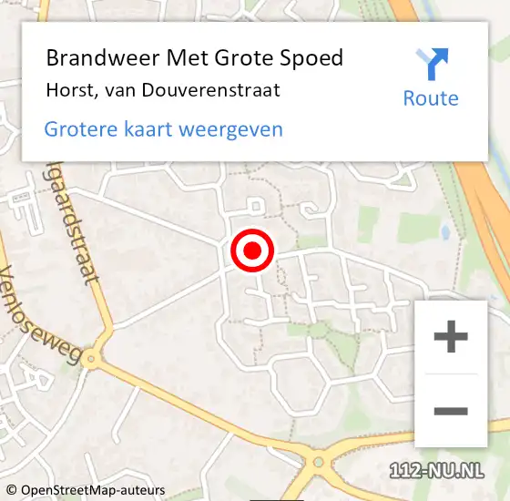 Locatie op kaart van de 112 melding: Brandweer Met Grote Spoed Naar Horst, van Douverenstraat op 1 januari 2024 00:51