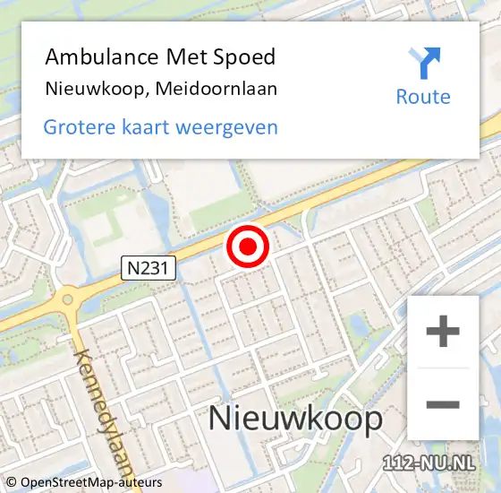 Locatie op kaart van de 112 melding: Ambulance Met Spoed Naar Nieuwkoop, Meidoornlaan op 1 januari 2024 00:51