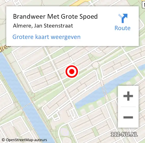 Locatie op kaart van de 112 melding: Brandweer Met Grote Spoed Naar Almere, Jan Steenstraat op 1 januari 2024 00:51