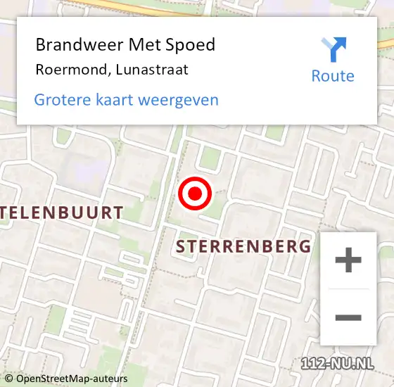 Locatie op kaart van de 112 melding: Brandweer Met Spoed Naar Roermond, Lunastraat op 1 januari 2024 00:52