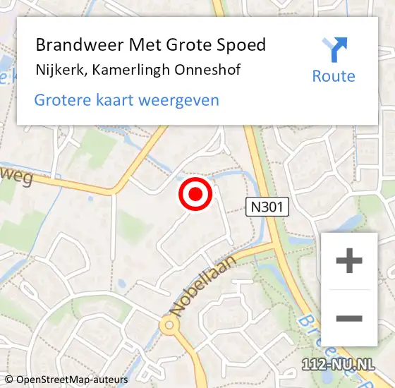 Locatie op kaart van de 112 melding: Brandweer Met Grote Spoed Naar Nijkerk, Kamerlingh Onneshof op 1 januari 2024 00:55