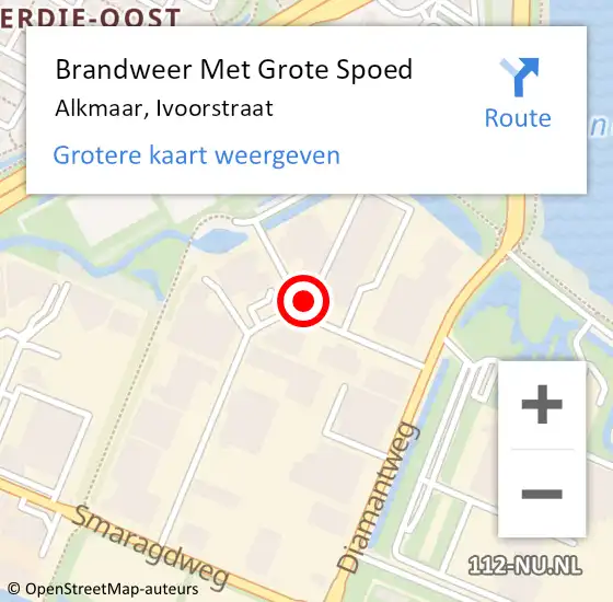 Locatie op kaart van de 112 melding: Brandweer Met Grote Spoed Naar Alkmaar, Ivoorstraat op 1 januari 2024 00:55