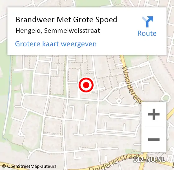 Locatie op kaart van de 112 melding: Brandweer Met Grote Spoed Naar Hengelo, Semmelweisstraat op 1 januari 2024 00:56