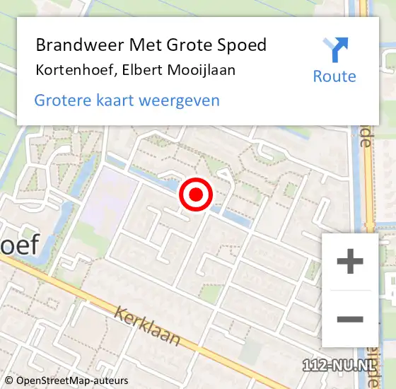 Locatie op kaart van de 112 melding: Brandweer Met Grote Spoed Naar Kortenhoef, Elbert Mooijlaan op 1 januari 2024 00:57