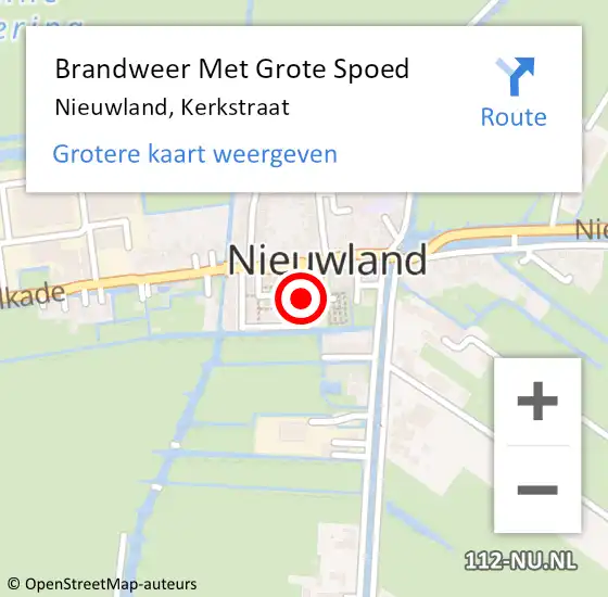 Locatie op kaart van de 112 melding: Brandweer Met Grote Spoed Naar Nieuwland, Kerkstraat op 1 januari 2024 00:58