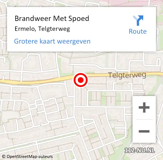 Locatie op kaart van de 112 melding: Brandweer Met Spoed Naar Ermelo, Telgterweg op 1 januari 2024 00:58