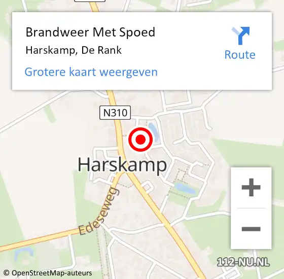 Locatie op kaart van de 112 melding: Brandweer Met Spoed Naar Harskamp, De Rank op 1 januari 2024 00:58