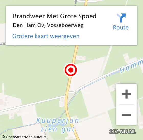Locatie op kaart van de 112 melding: Brandweer Met Grote Spoed Naar Den Ham Ov, Vosseboerweg op 20 september 2014 13:47