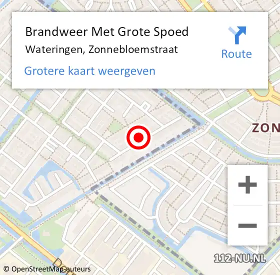 Locatie op kaart van de 112 melding: Brandweer Met Grote Spoed Naar Wateringen, Zonnebloemstraat op 1 januari 2024 01:02