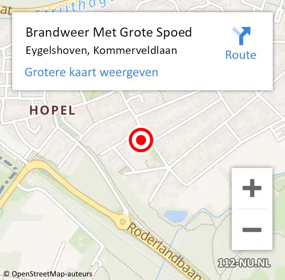 Locatie op kaart van de 112 melding: Brandweer Met Grote Spoed Naar Eygelshoven, Kommerveldlaan op 1 januari 2024 01:02