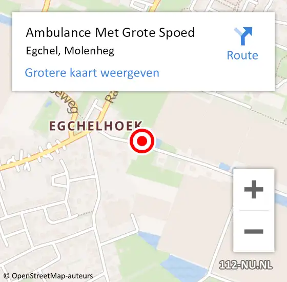 Locatie op kaart van de 112 melding: Ambulance Met Grote Spoed Naar Egchel, Molenheg op 20 september 2014 13:48