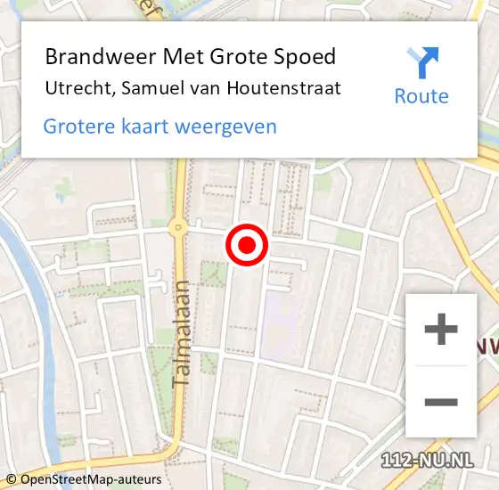 Locatie op kaart van de 112 melding: Brandweer Met Grote Spoed Naar Utrecht, Samuel van Houtenstraat op 1 januari 2024 01:03