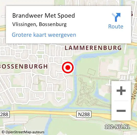 Locatie op kaart van de 112 melding: Brandweer Met Spoed Naar Vlissingen, Bossenburg op 1 januari 2024 01:03