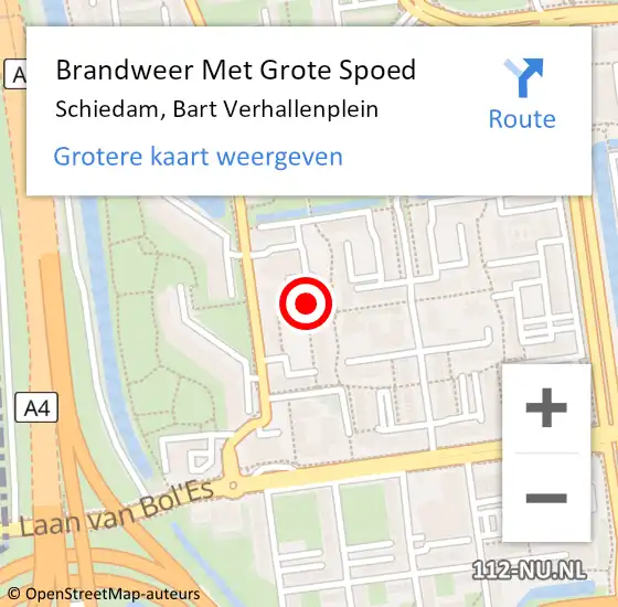 Locatie op kaart van de 112 melding: Brandweer Met Grote Spoed Naar Schiedam, Bart Verhallenplein op 1 januari 2024 01:04