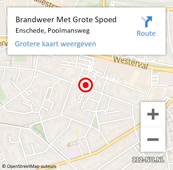 Locatie op kaart van de 112 melding: Brandweer Met Grote Spoed Naar Enschede, Poolmansweg op 1 januari 2024 01:05