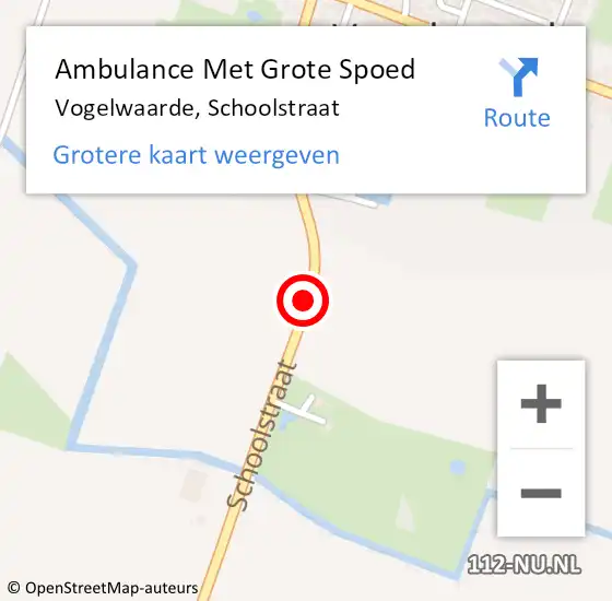 Locatie op kaart van de 112 melding: Ambulance Met Grote Spoed Naar Vogelwaarde, Schoolstraat op 20 september 2014 13:50
