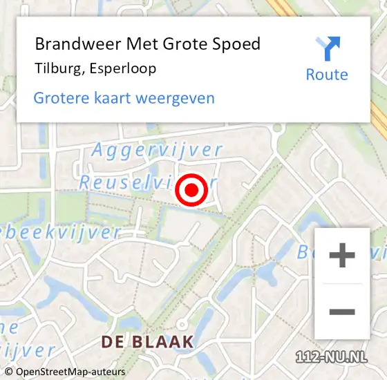 Locatie op kaart van de 112 melding: Brandweer Met Grote Spoed Naar Tilburg, Esperloop op 1 januari 2024 01:08