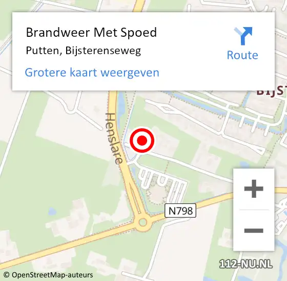 Locatie op kaart van de 112 melding: Brandweer Met Spoed Naar Putten, Bijsterenseweg op 1 januari 2024 01:11
