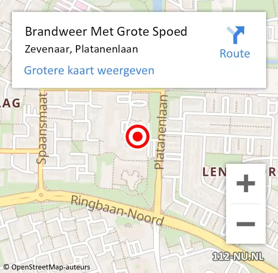 Locatie op kaart van de 112 melding: Brandweer Met Grote Spoed Naar Zevenaar, Platanenlaan op 1 januari 2024 01:12