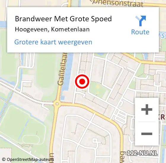 Locatie op kaart van de 112 melding: Brandweer Met Grote Spoed Naar Hoogeveen, Kometenlaan op 1 januari 2024 01:14