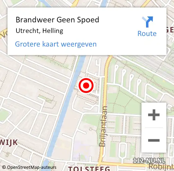 Locatie op kaart van de 112 melding: Brandweer Geen Spoed Naar Utrecht, Helling op 1 januari 2024 01:15