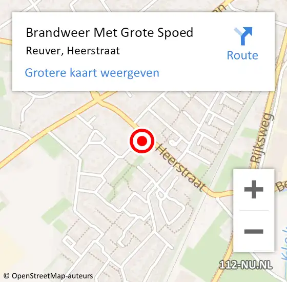 Locatie op kaart van de 112 melding: Brandweer Met Grote Spoed Naar Reuver, Heerstraat op 1 januari 2024 01:16