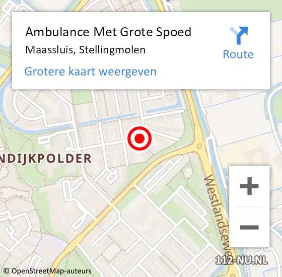 Locatie op kaart van de 112 melding: Ambulance Met Grote Spoed Naar Maassluis, Stellingmolen op 1 januari 2024 01:16