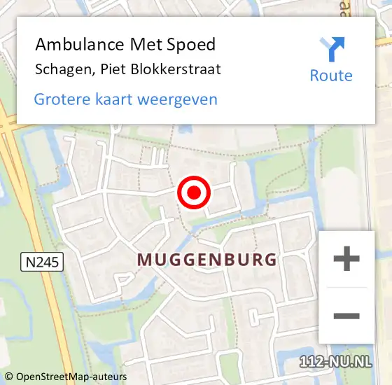 Locatie op kaart van de 112 melding: Ambulance Met Spoed Naar Schagen, Piet Blokkerstraat op 1 januari 2024 01:16