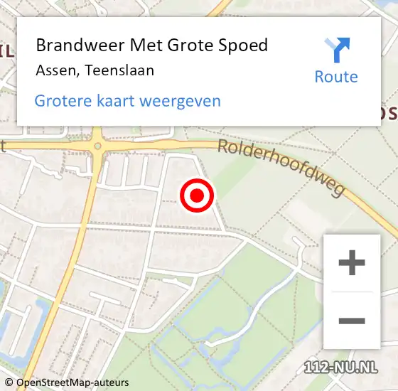 Locatie op kaart van de 112 melding: Brandweer Met Grote Spoed Naar Assen, Teenslaan op 1 januari 2024 01:16