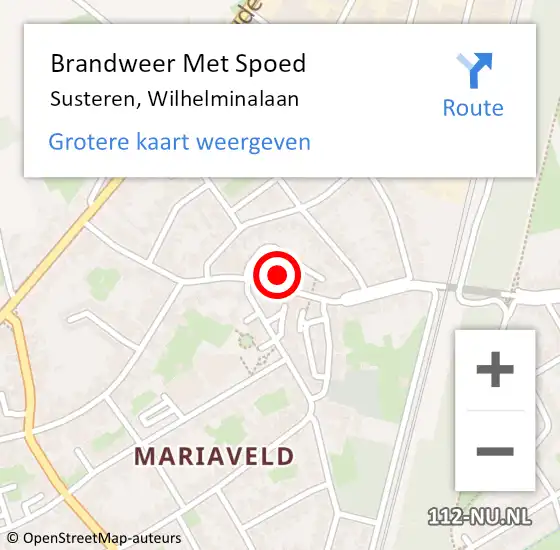 Locatie op kaart van de 112 melding: Brandweer Met Spoed Naar Susteren, Wilhelminalaan op 1 januari 2024 01:16