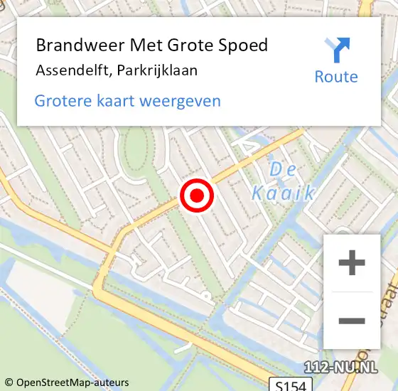 Locatie op kaart van de 112 melding: Brandweer Met Grote Spoed Naar Assendelft, Parkrijklaan op 1 januari 2024 01:19