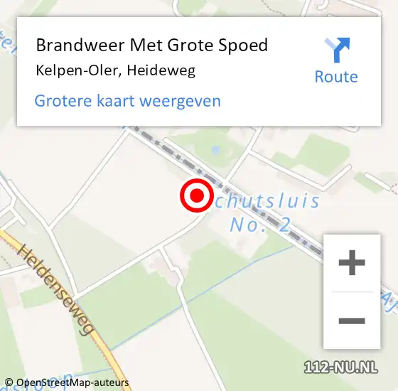 Locatie op kaart van de 112 melding: Brandweer Met Grote Spoed Naar Kelpen-Oler, Heideweg op 1 januari 2024 01:19