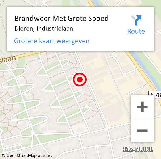 Locatie op kaart van de 112 melding: Brandweer Met Grote Spoed Naar Dieren, Industrielaan op 1 januari 2024 01:22