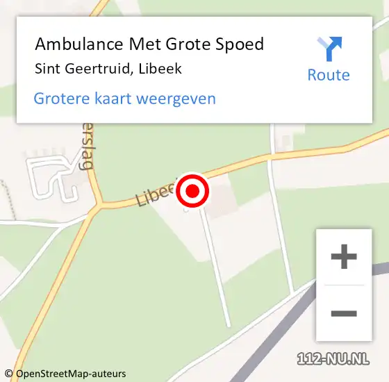 Locatie op kaart van de 112 melding: Ambulance Met Grote Spoed Naar Sint Geertruid, Libeek op 20 september 2014 13:54