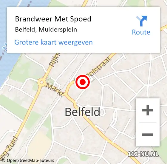 Locatie op kaart van de 112 melding: Brandweer Met Spoed Naar Belfeld, Muldersplein op 1 januari 2024 01:24