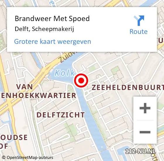 Locatie op kaart van de 112 melding: Brandweer Met Spoed Naar Delft, Scheepmakerij op 1 januari 2024 01:26