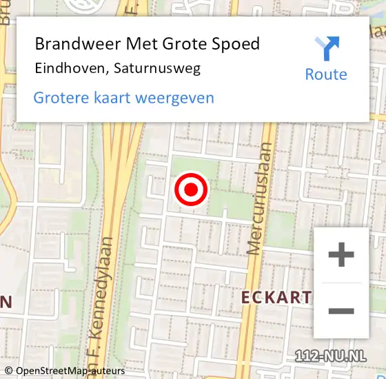 Locatie op kaart van de 112 melding: Brandweer Met Grote Spoed Naar Eindhoven, Saturnusweg op 1 januari 2024 01:26