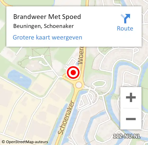 Locatie op kaart van de 112 melding: Brandweer Met Spoed Naar Beuningen, Schoenaker op 1 januari 2024 01:26