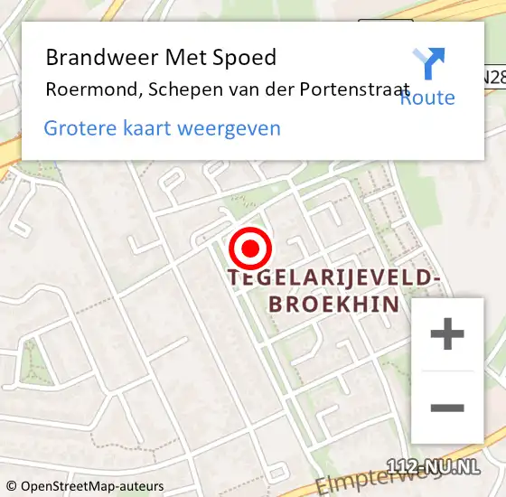 Locatie op kaart van de 112 melding: Brandweer Met Spoed Naar Roermond, Schepen van der Portenstraat op 1 januari 2024 01:26