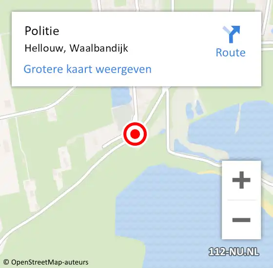 Locatie op kaart van de 112 melding: Politie Hellouw, Waalbandijk op 20 september 2014 13:56