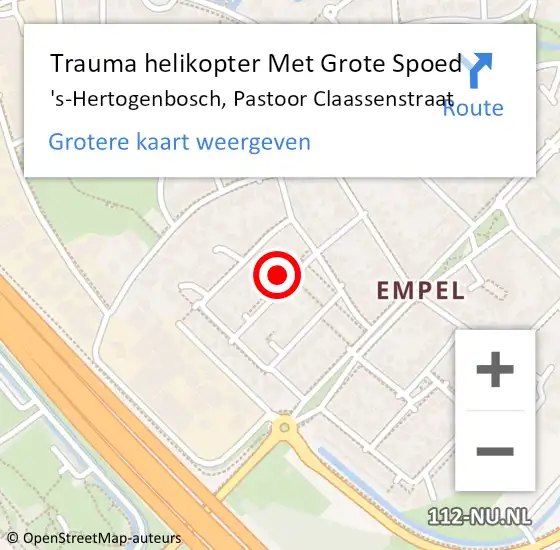 Locatie op kaart van de 112 melding: Trauma helikopter Met Grote Spoed Naar 's-Hertogenbosch, Pastoor Claassenstraat op 1 januari 2024 01:28