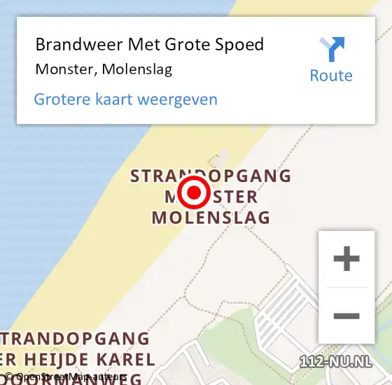 Locatie op kaart van de 112 melding: Brandweer Met Grote Spoed Naar Monster, Molenslag op 1 januari 2024 01:29